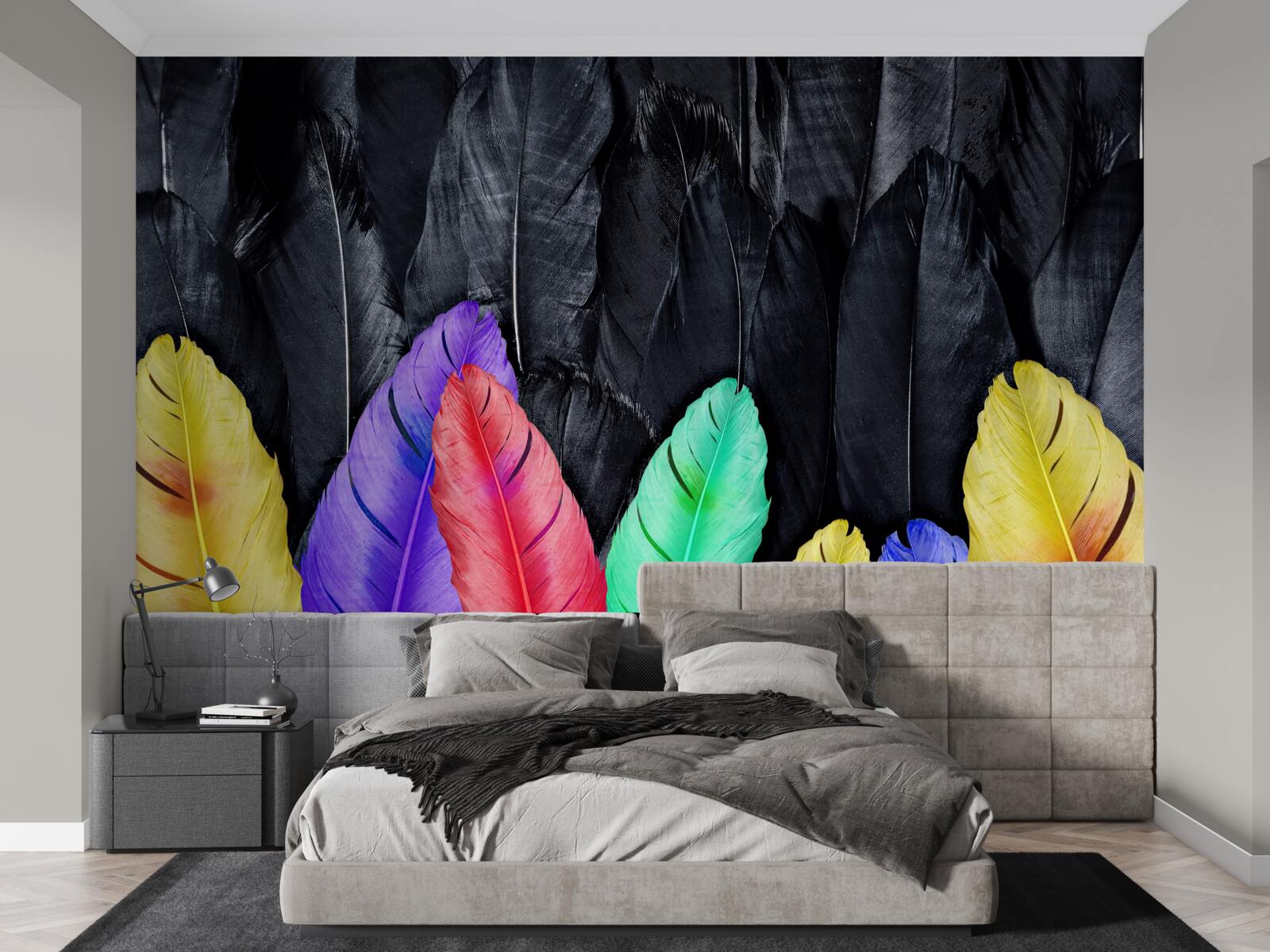 Fototapeta pozadie s jasnými veľkými perami