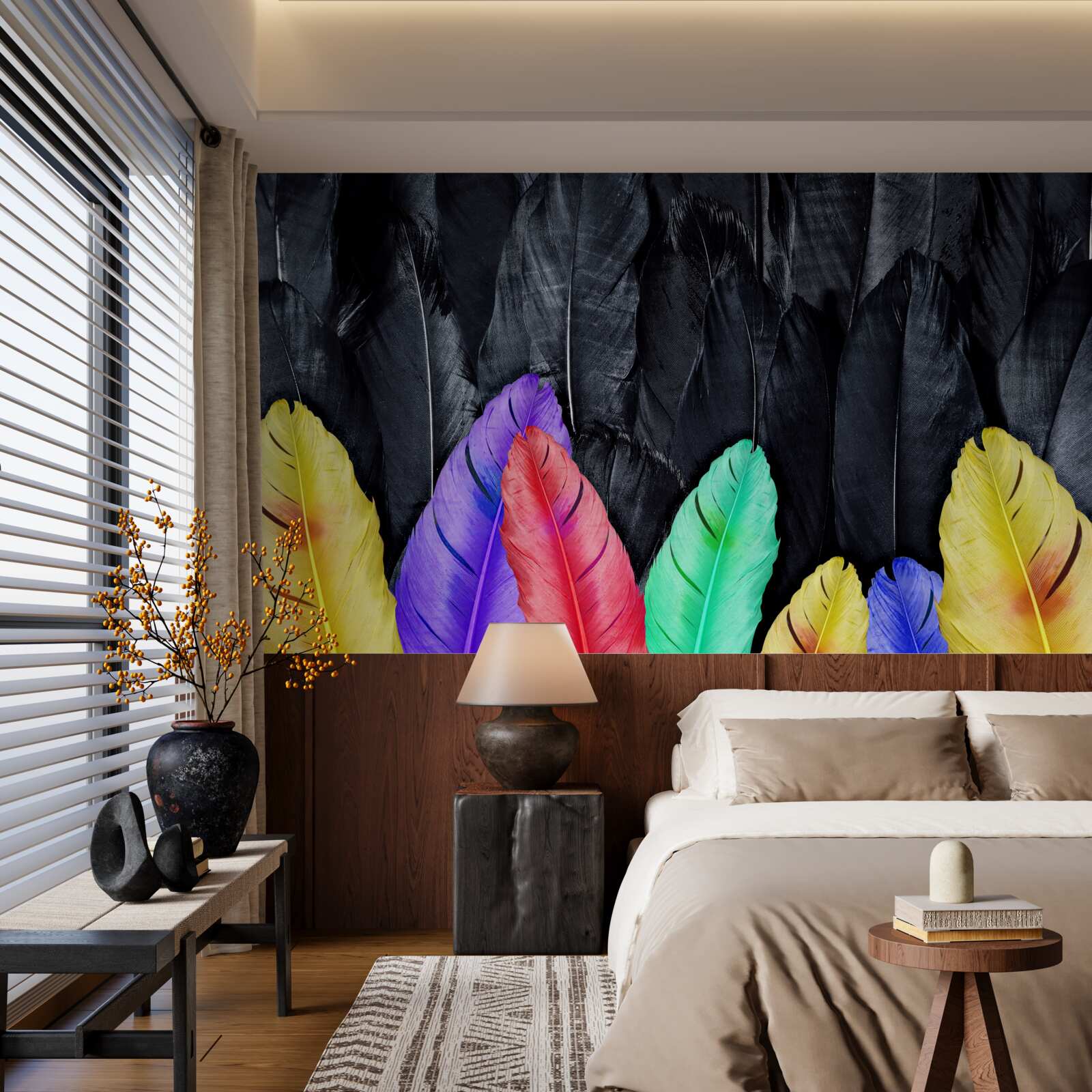 Fototapeta pozadie s jasnými veľkými perami