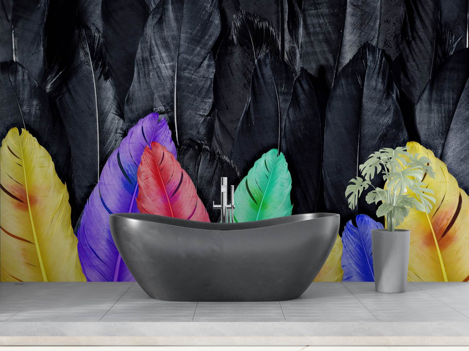 Fototapeta pozadie s jasnými veľkými perami