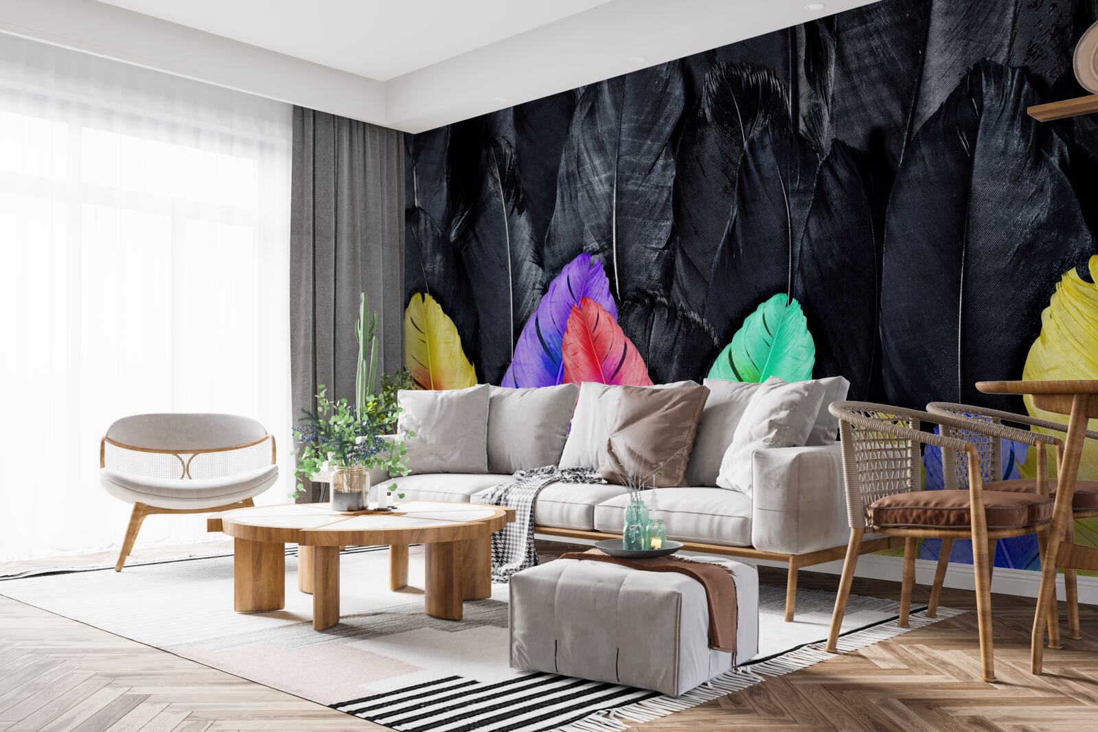 Fototapeta pozadie s jasnými veľkými perami