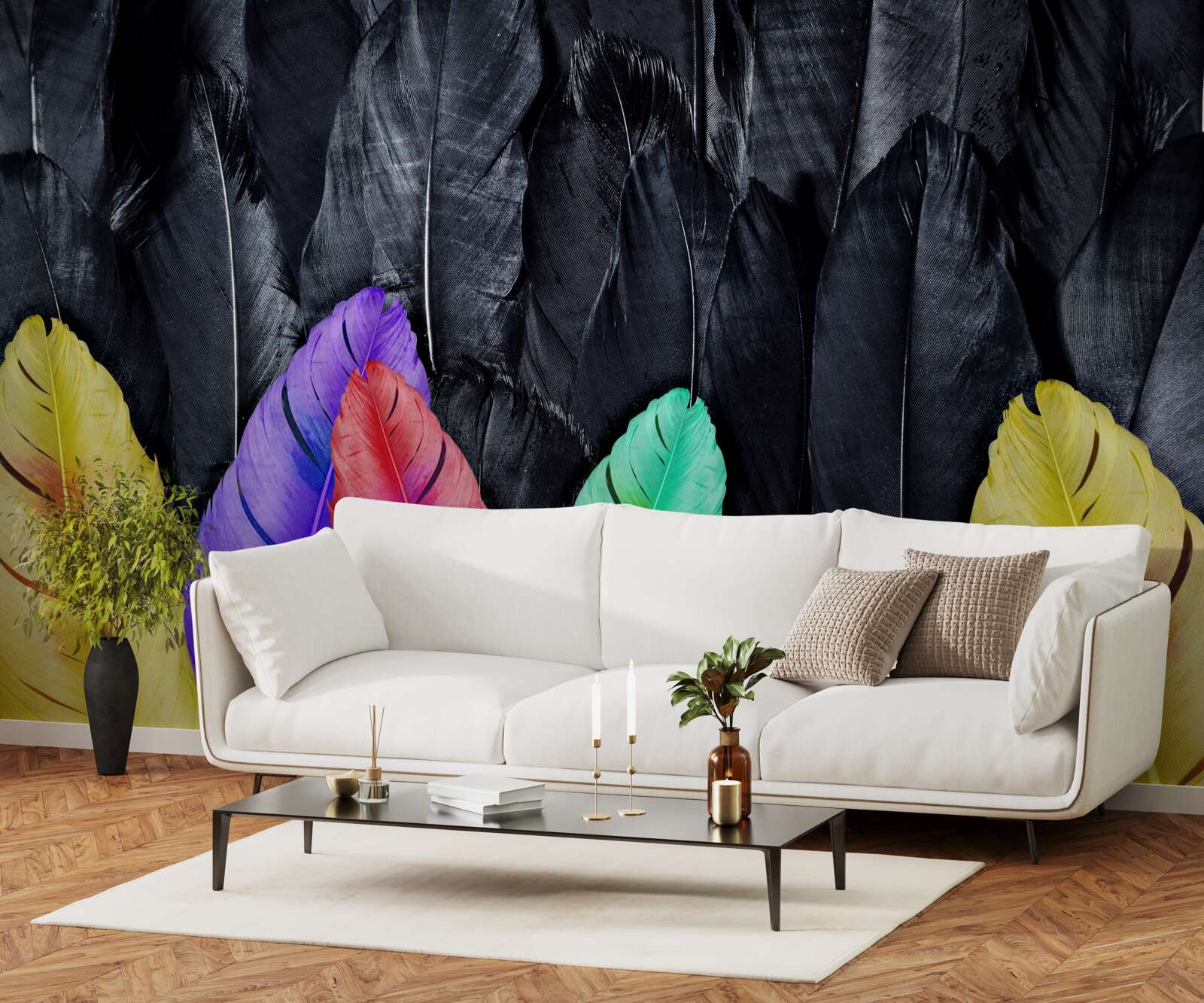 Fototapeta pozadie s jasnými veľkými perami