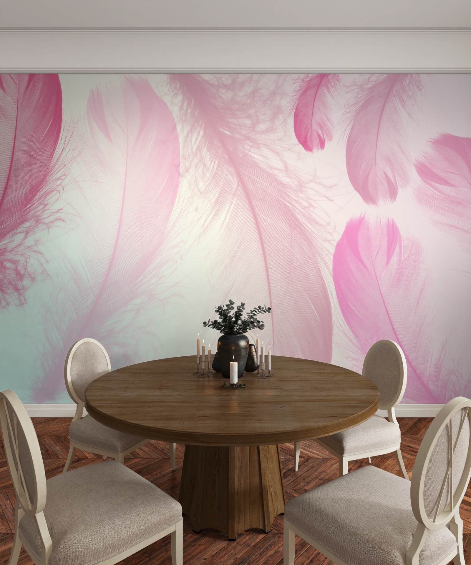 Fototapeta veľké perie s jemným ružovým odtieňom