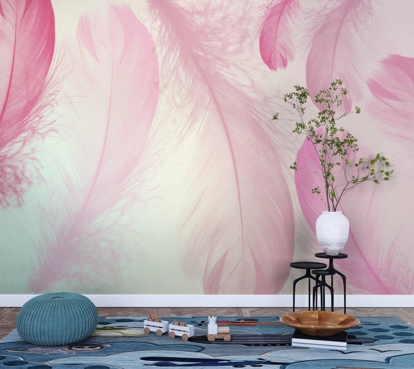 Fototapeta veľké perie s jemným ružovým odtieňom