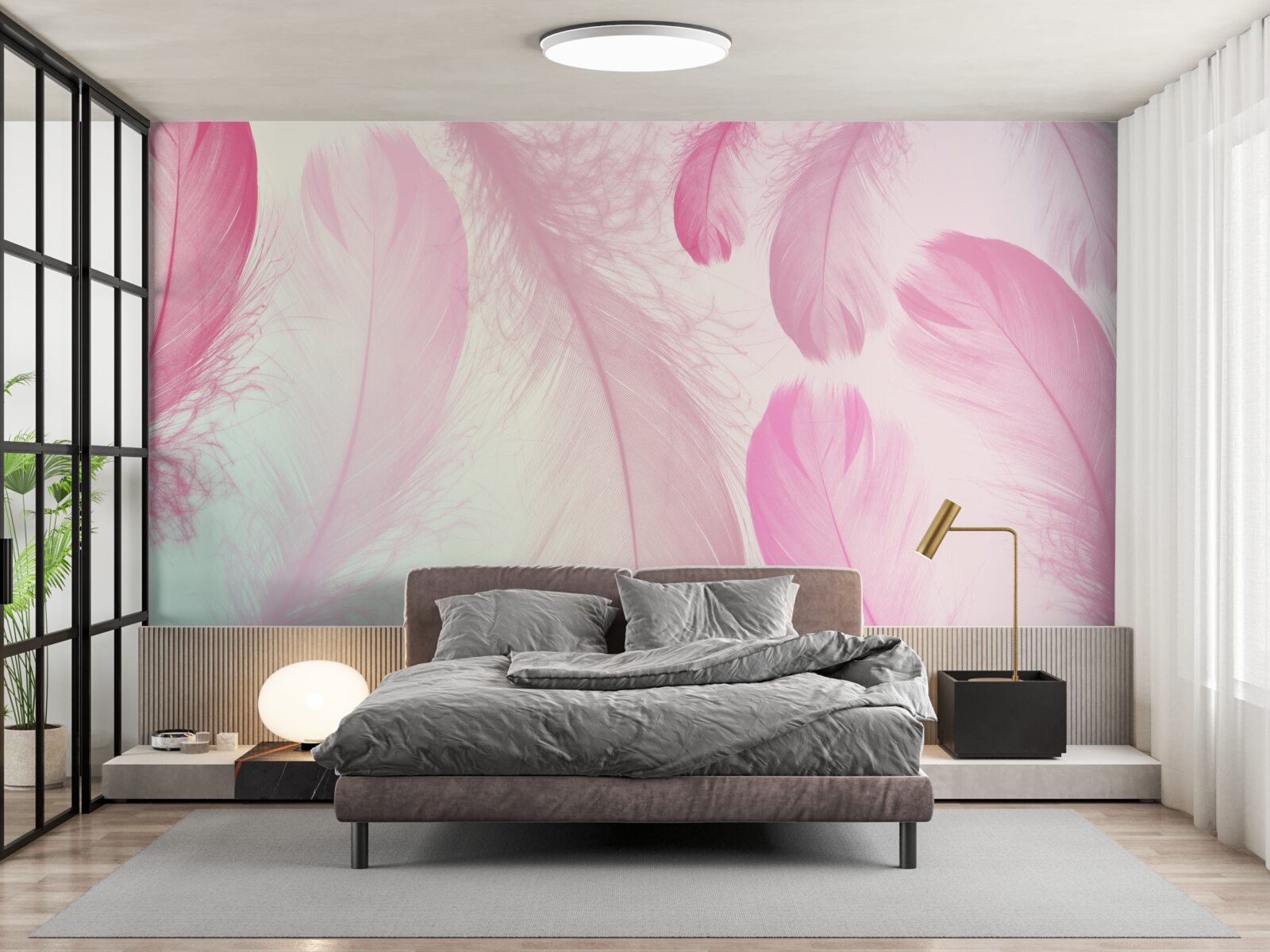 Fototapeta veľké perie s jemným ružovým odtieňom