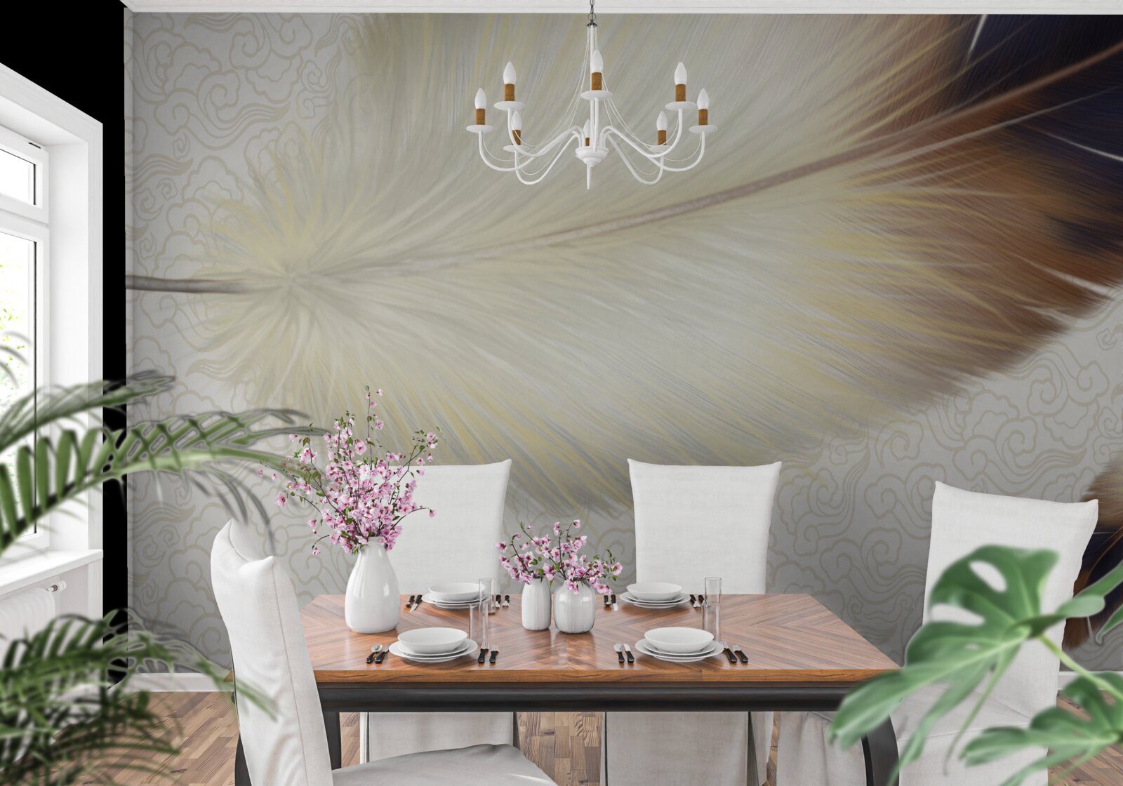 Fototapeta perie sú biele s hnedými okrajmi