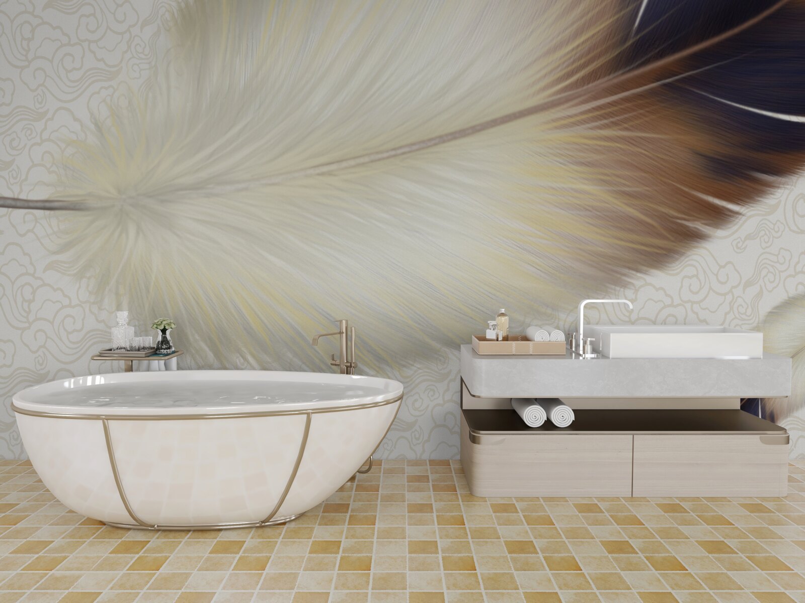 Fototapeta perie sú biele s hnedými okrajmi