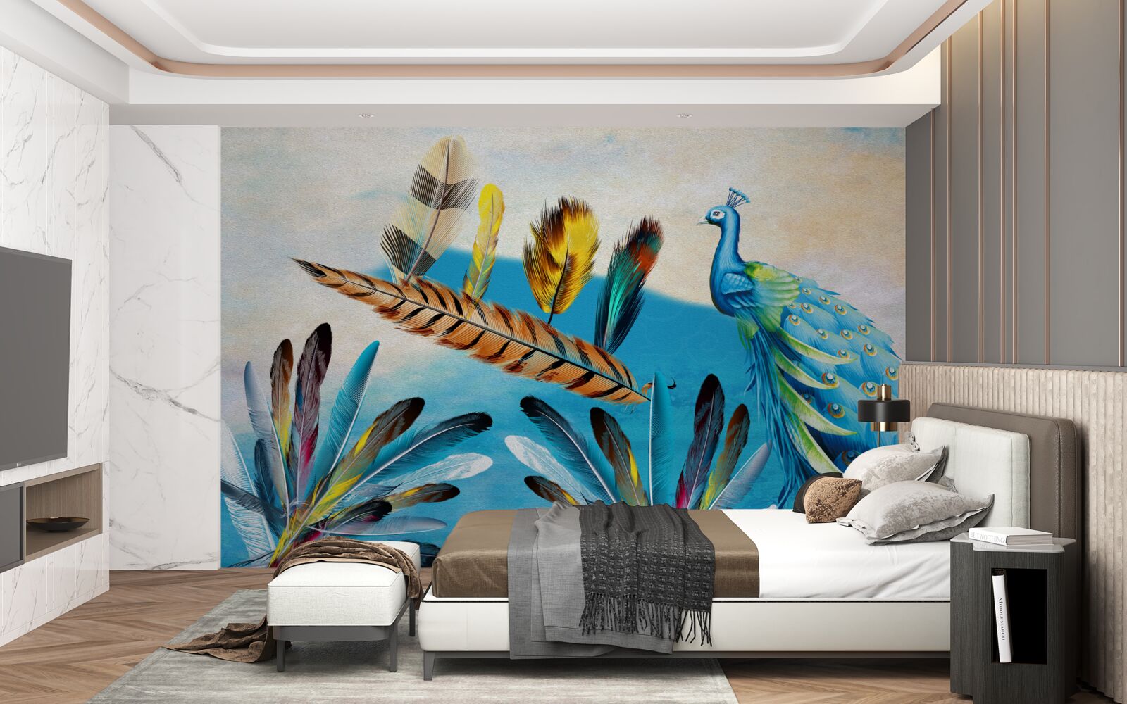 Fototapeta pávie perá a ich odrody