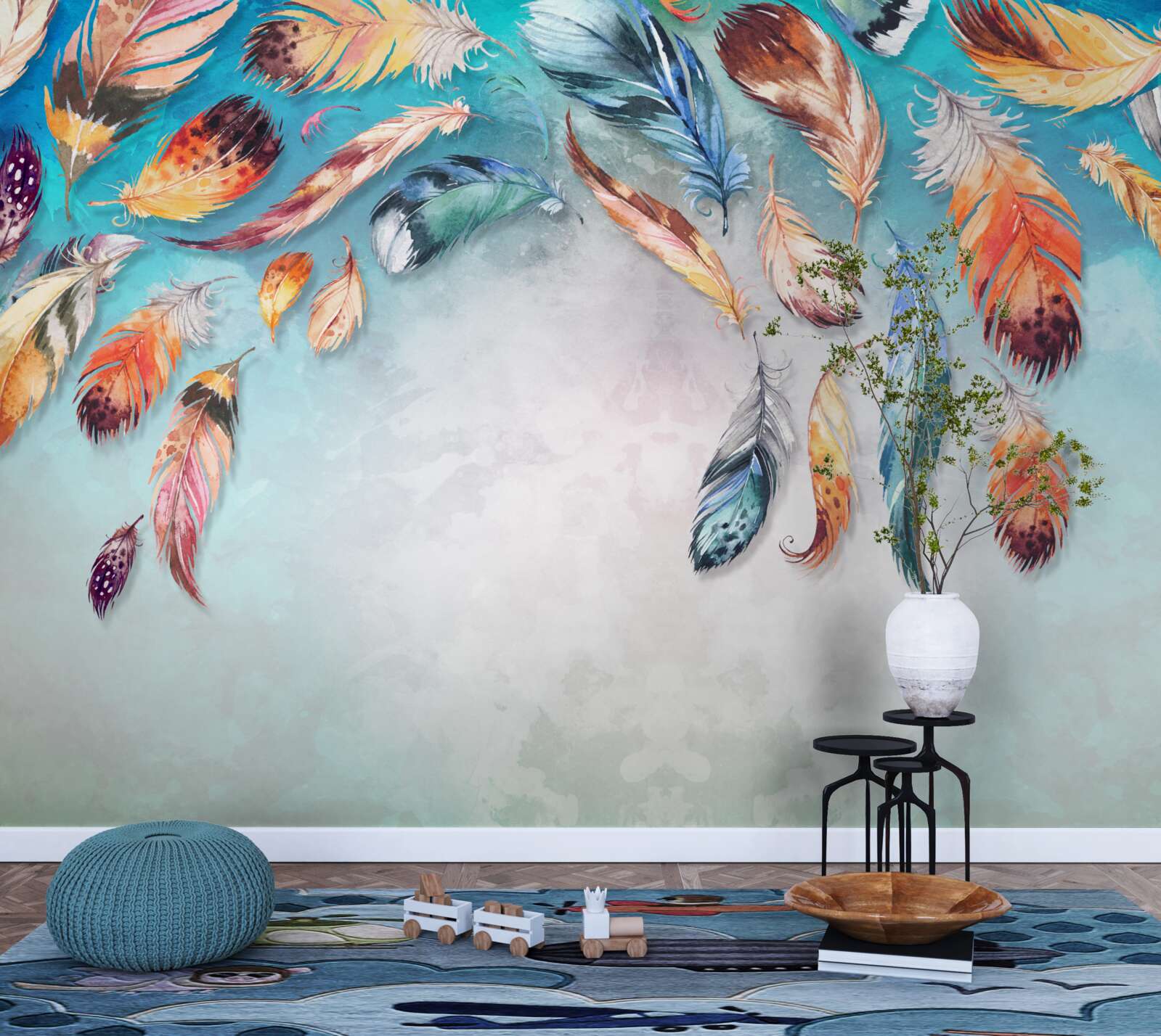 Fototapeta svetlé viacfarebné nadýchané perie