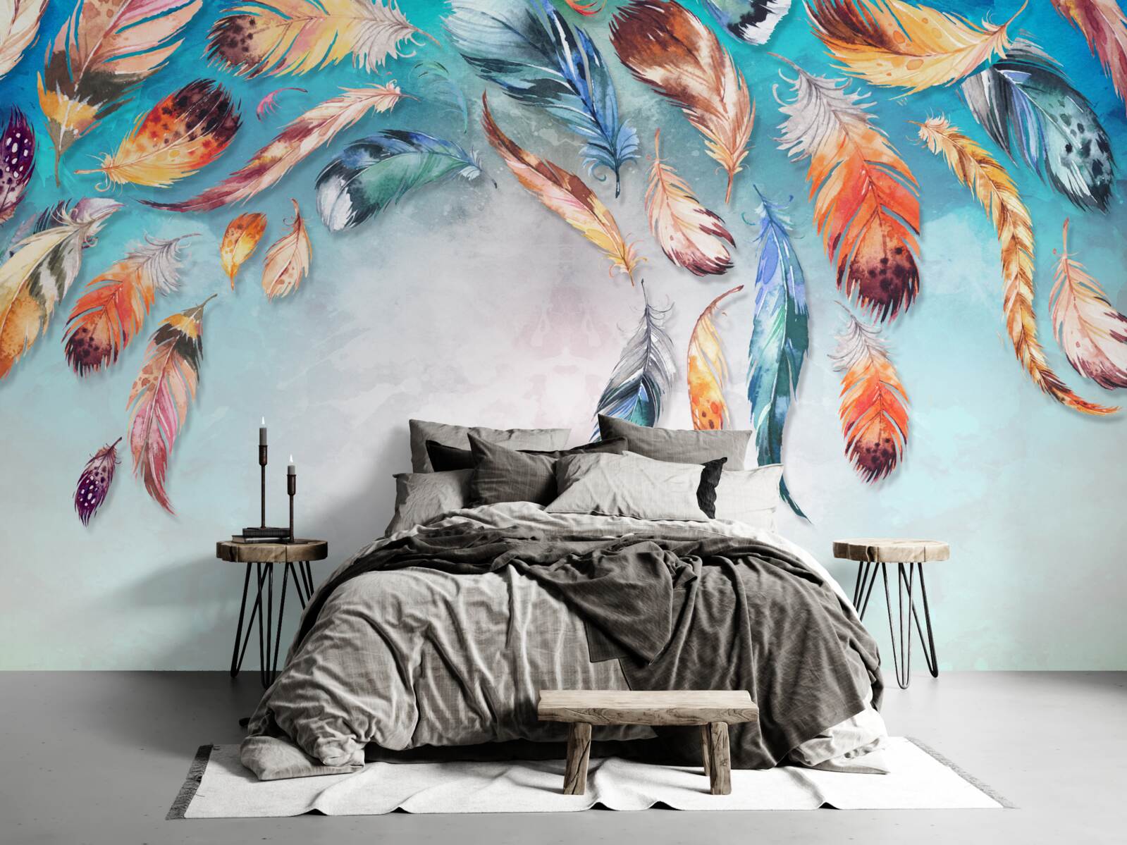 Fototapeta svetlé viacfarebné nadýchané perie