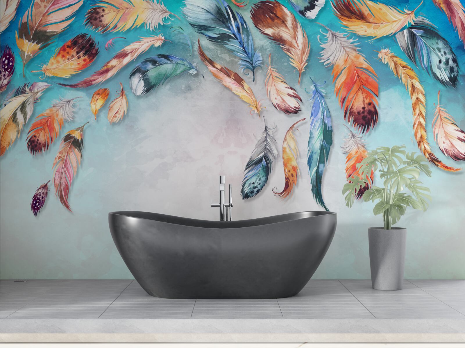 Fototapeta svetlé viacfarebné nadýchané perie