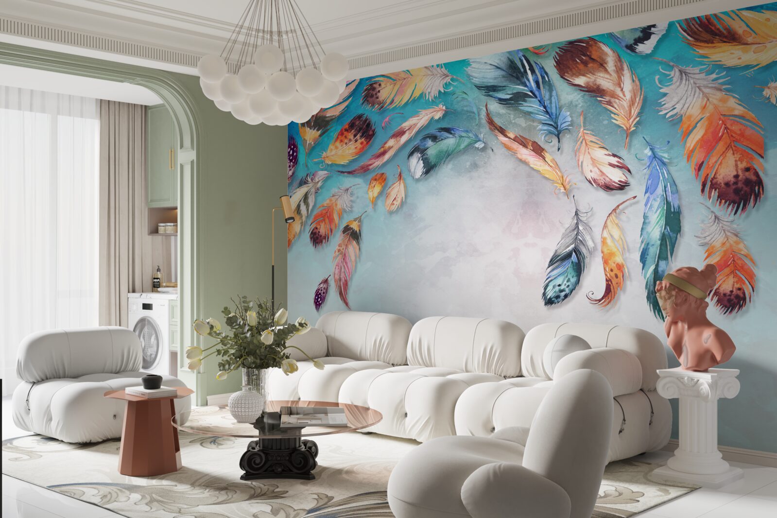 Fototapeta svetlé viacfarebné nadýchané perie