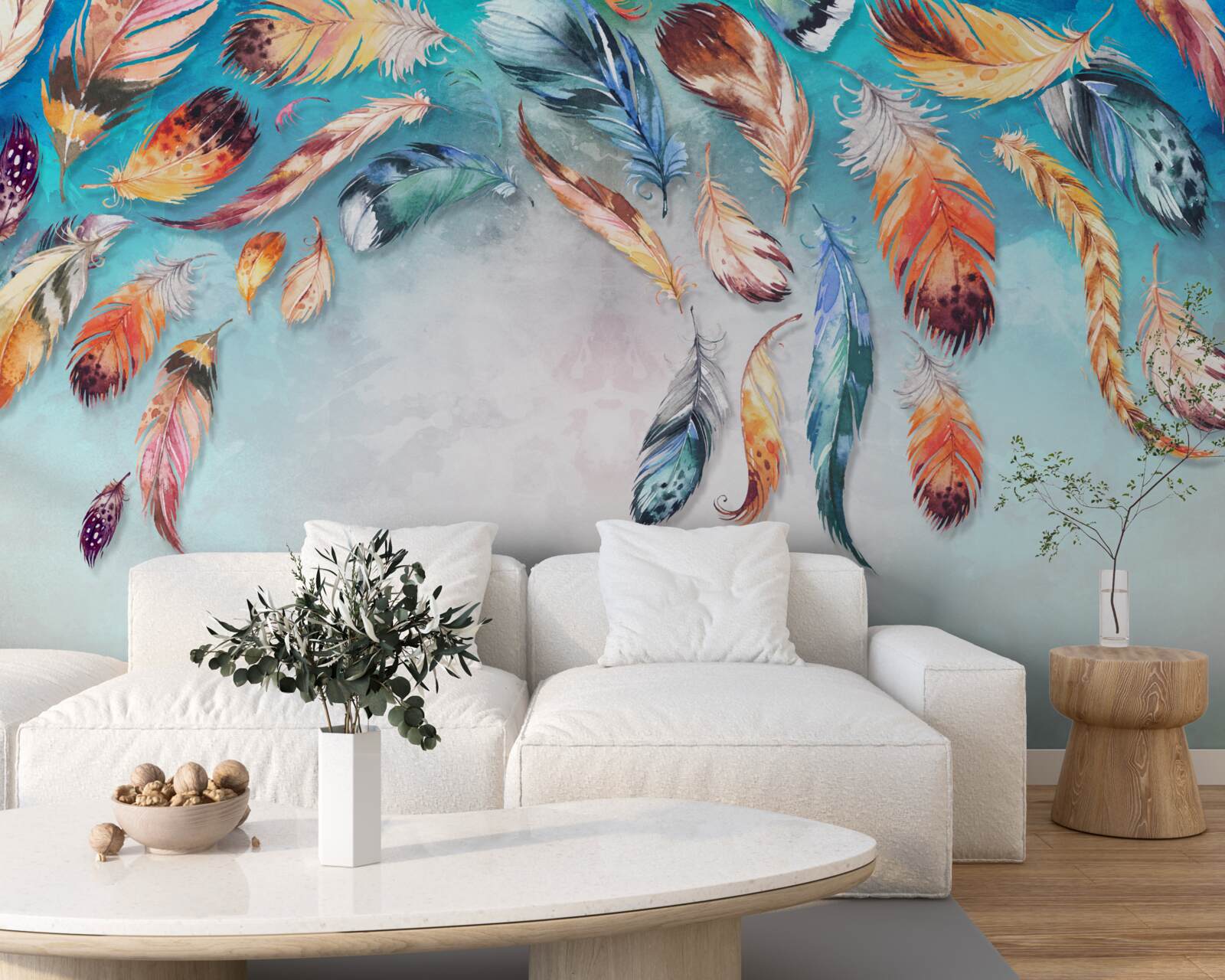 Fototapeta svetlé viacfarebné nadýchané perie