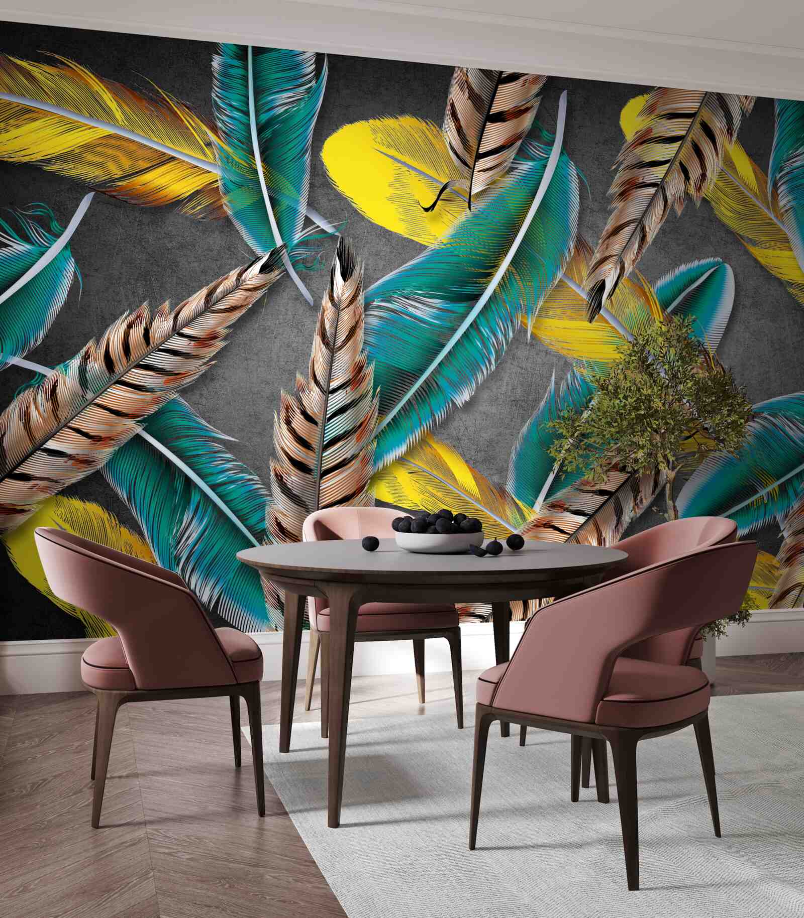 Fototapeta gradient pozadia s abstraktným perím