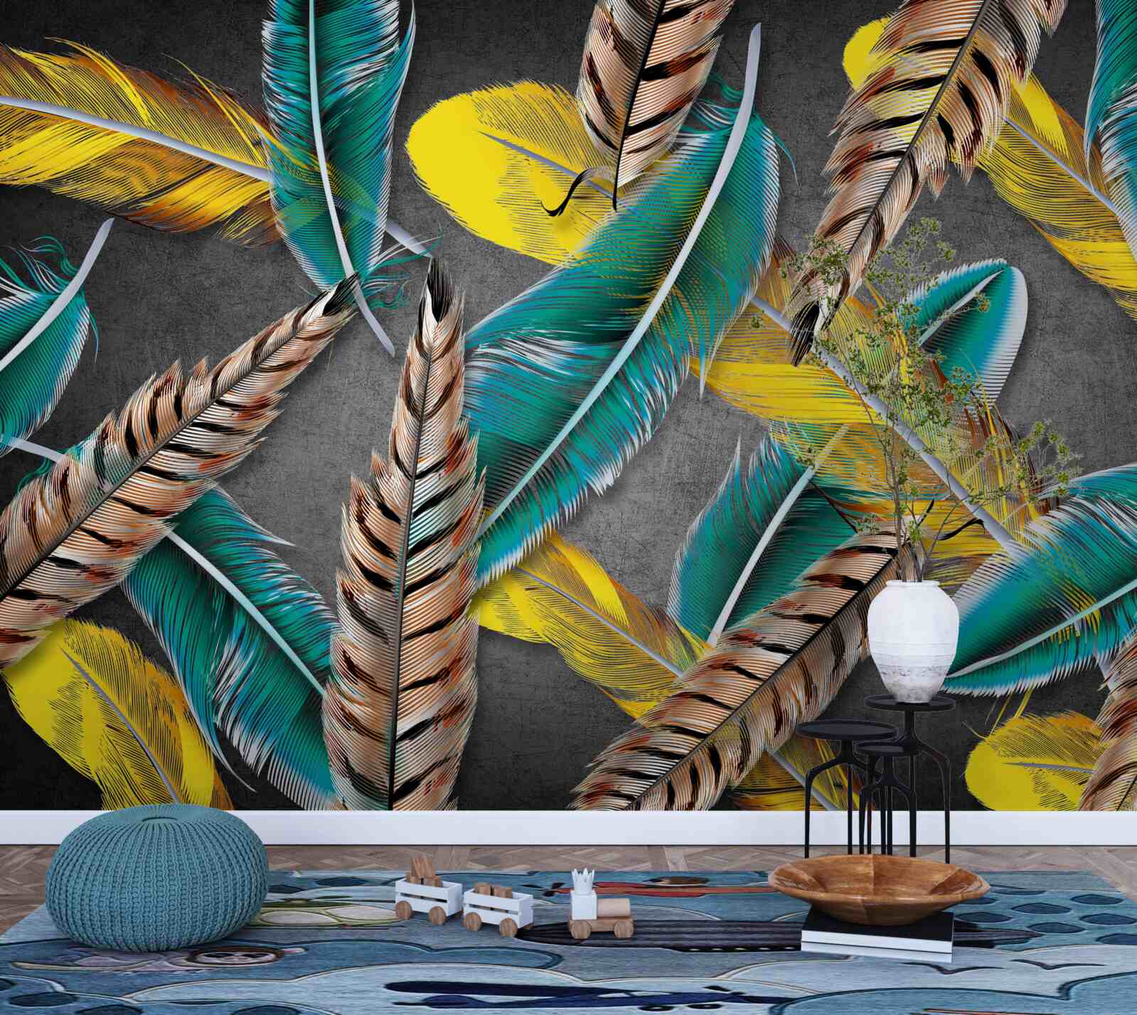 Fototapeta gradient pozadia s abstraktným perím