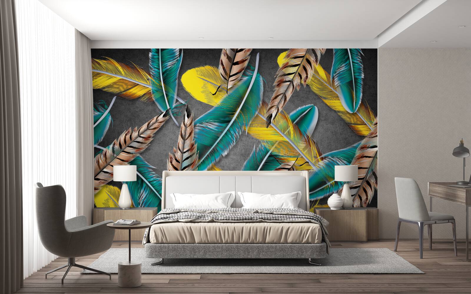 Fototapeta gradient pozadia s abstraktným perím