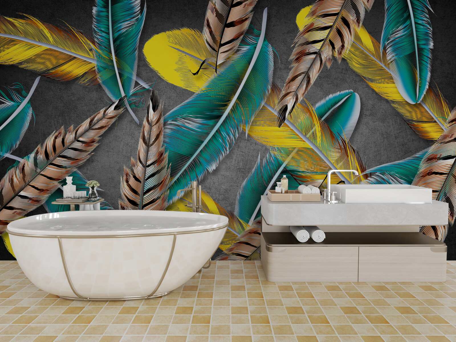 Fototapeta gradient pozadia s abstraktným perím