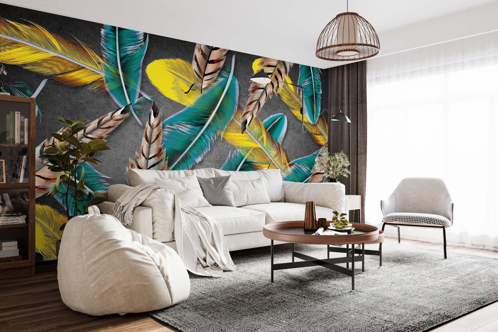 Fototapeta gradient pozadia s abstraktným perím