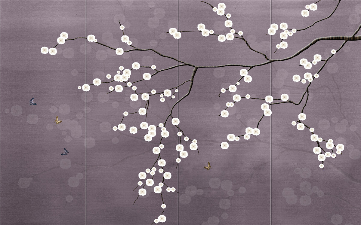 Fototapeta konárik obsypaný drobnými bielymi kvietkami