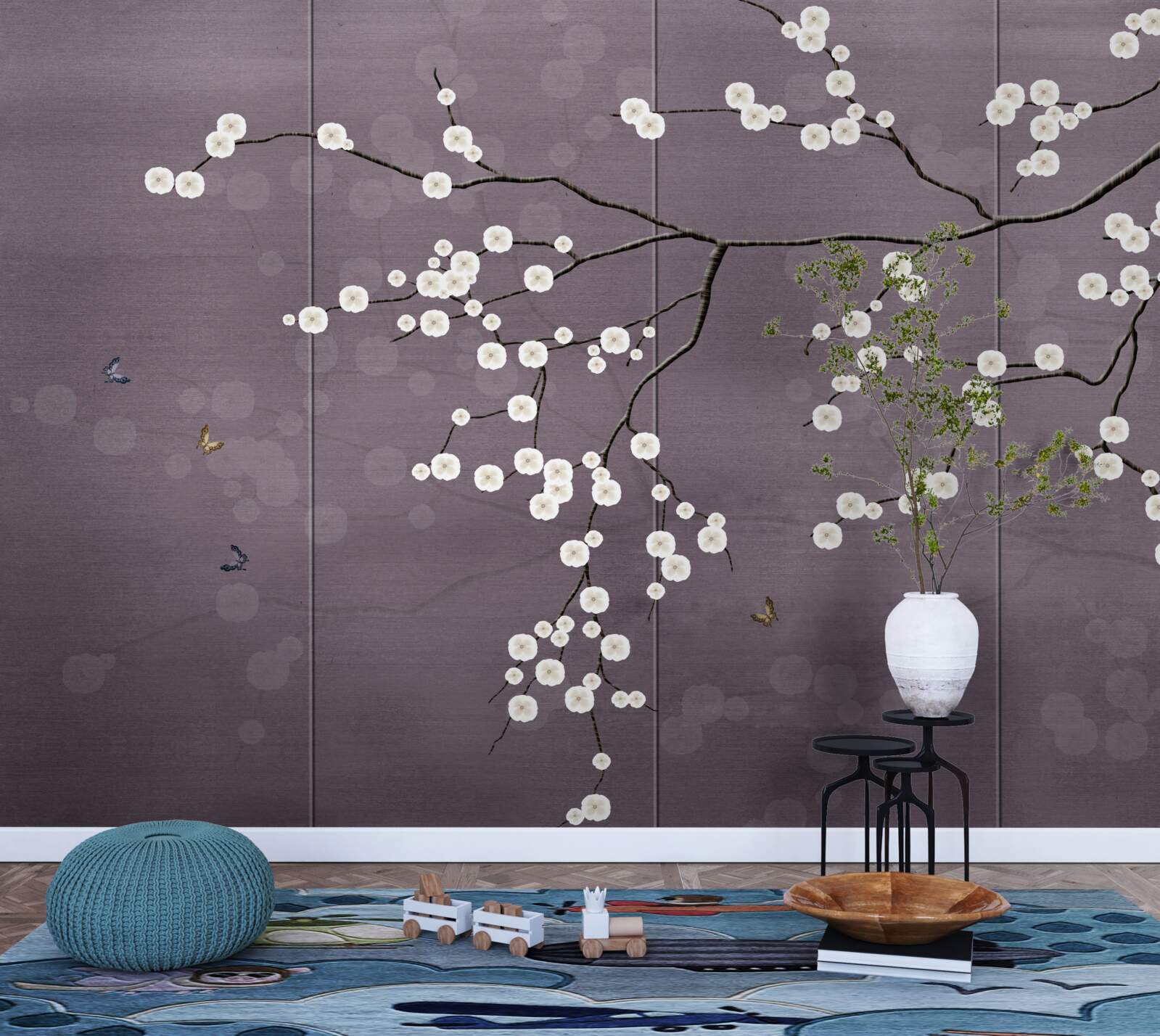 Fototapeta konárik obsypaný drobnými bielymi kvietkami