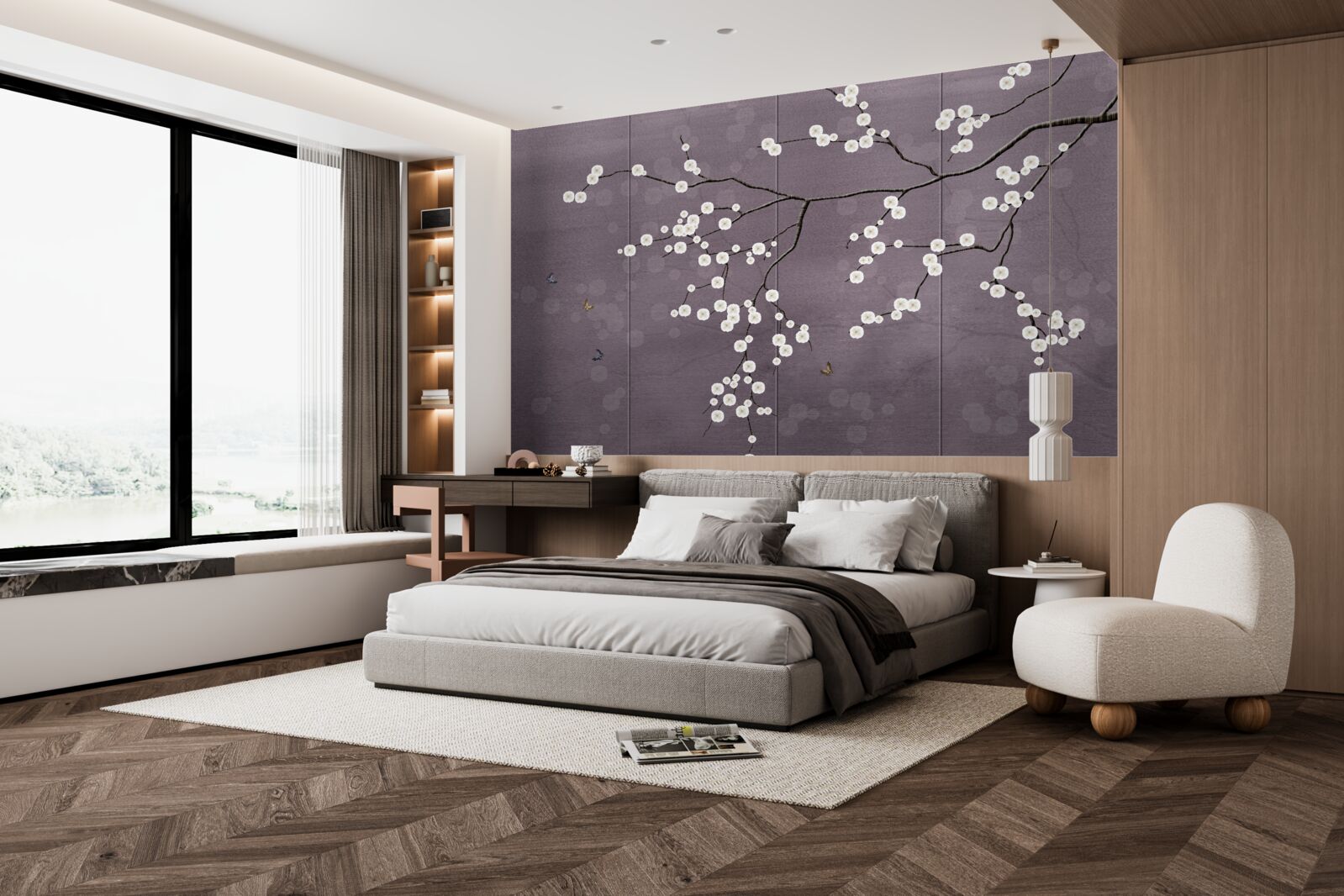 Fototapeta konárik obsypaný drobnými bielymi kvietkami