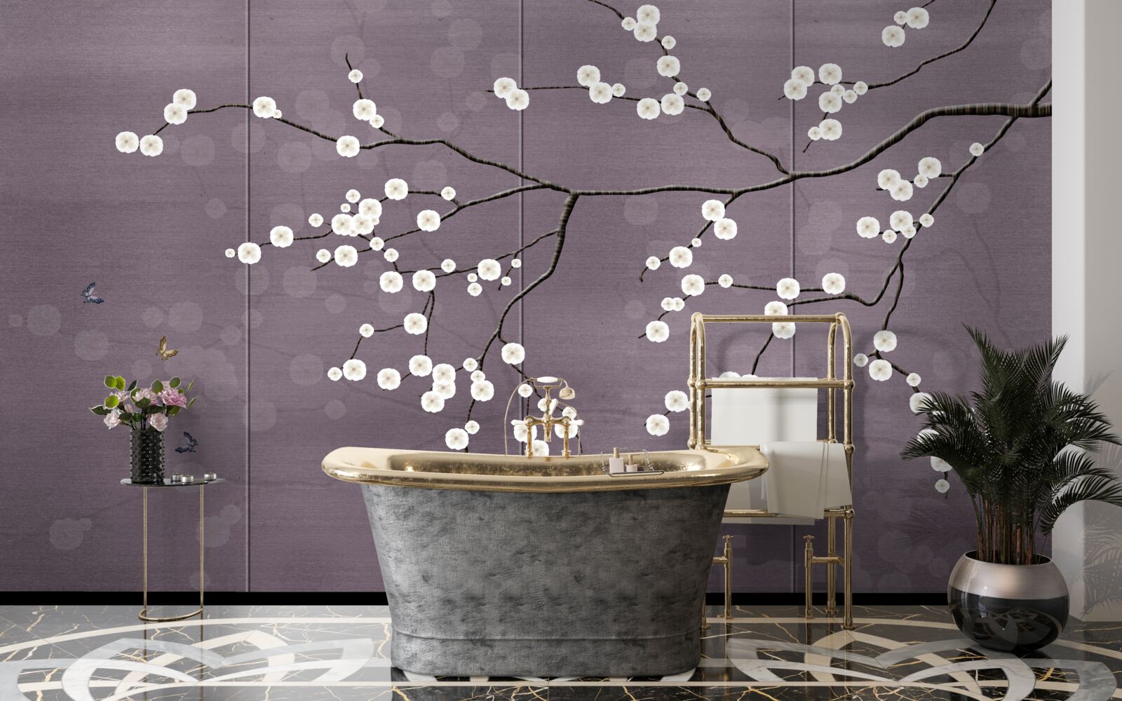 Fototapeta konárik obsypaný drobnými bielymi kvietkami