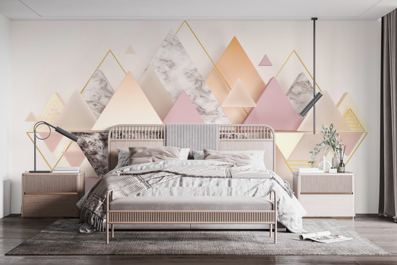 Fototapeta odraz jesenného lesa s jeho ružovými odtieňmi vo vode