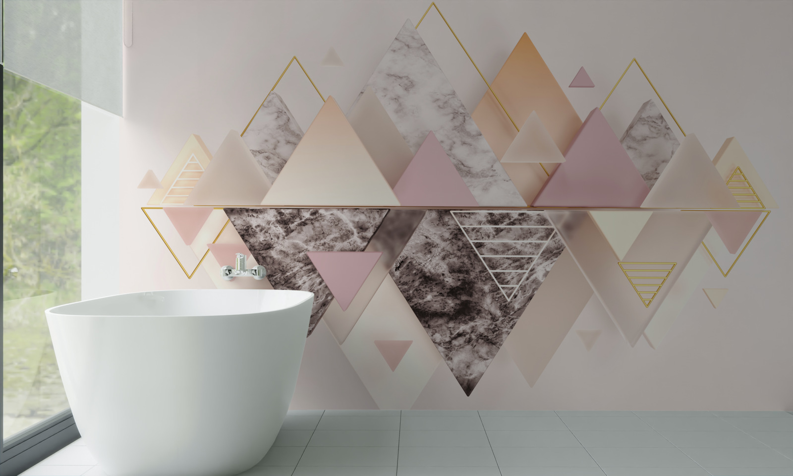 Fototapeta odraz jesenného lesa s jeho ružovými odtieňmi vo vode