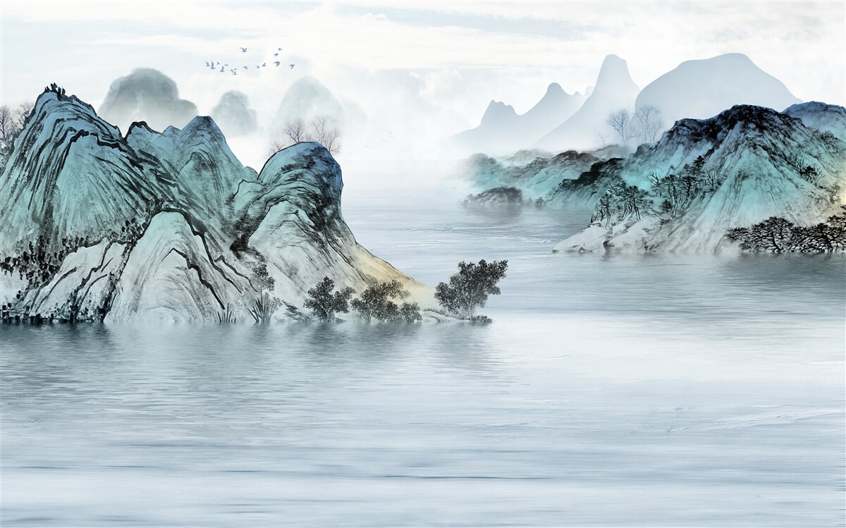 Fototapeta rybár na horskej nádrži