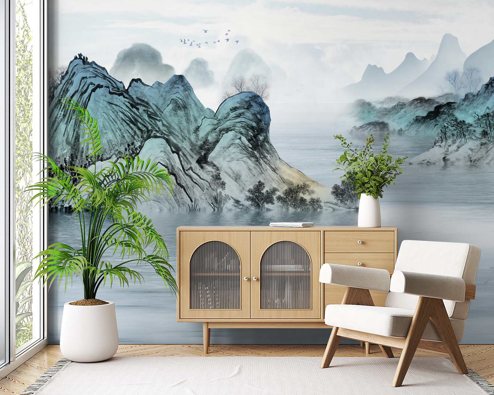 Fototapeta rybár na horskej nádrži