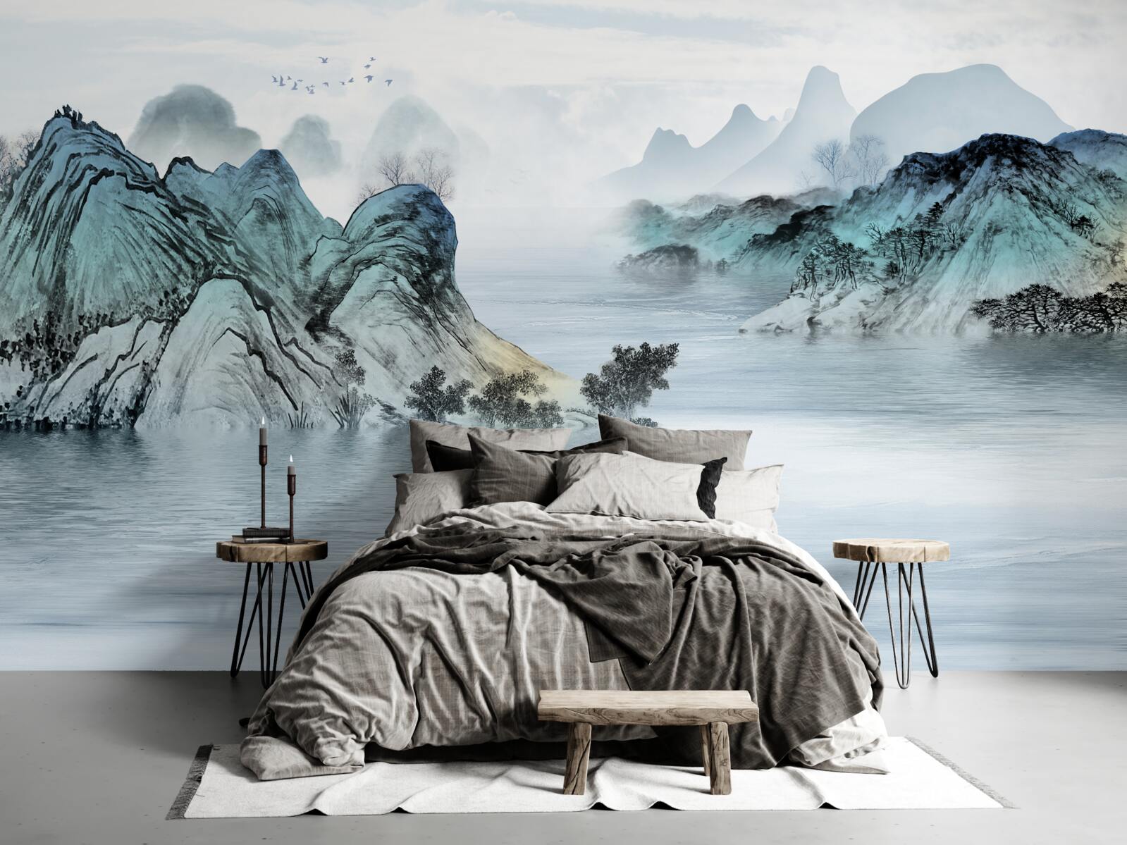 Fototapeta rybár na horskej nádrži