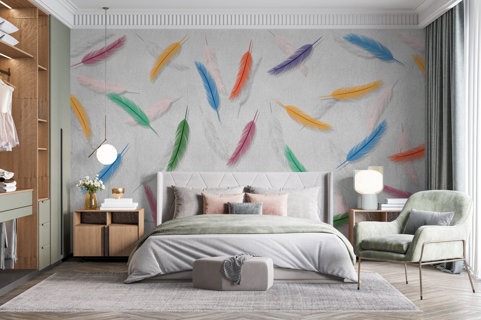 Fototapeta farebné pierka rovnakého tvaru