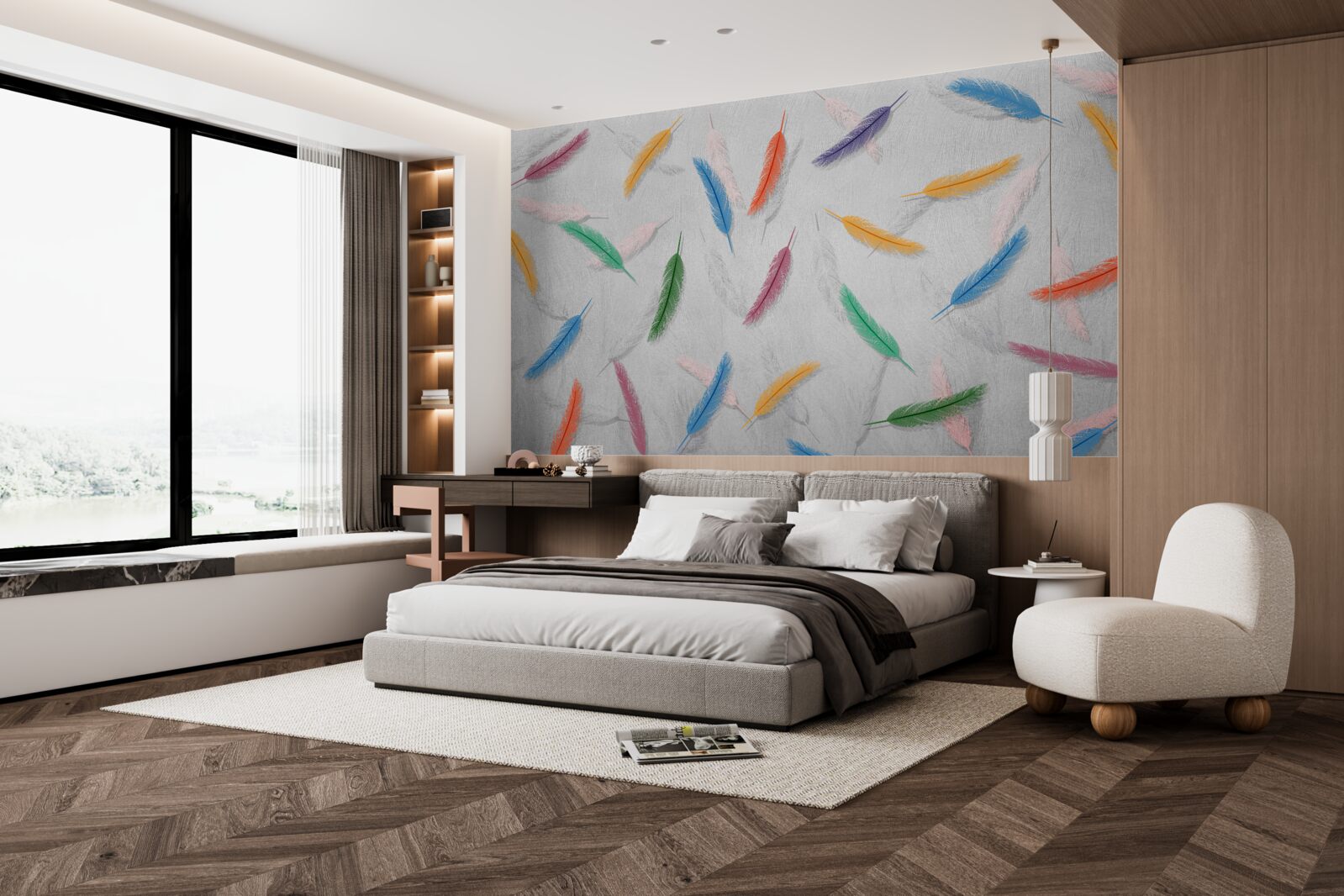 Fototapeta farebné pierka rovnakého tvaru