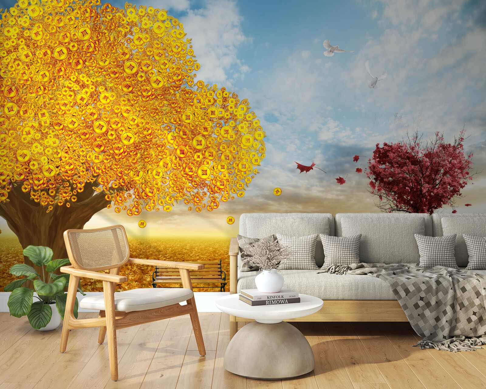 Fototapeta žiarivé odtiene jesenného lístia proti modrej oblohe