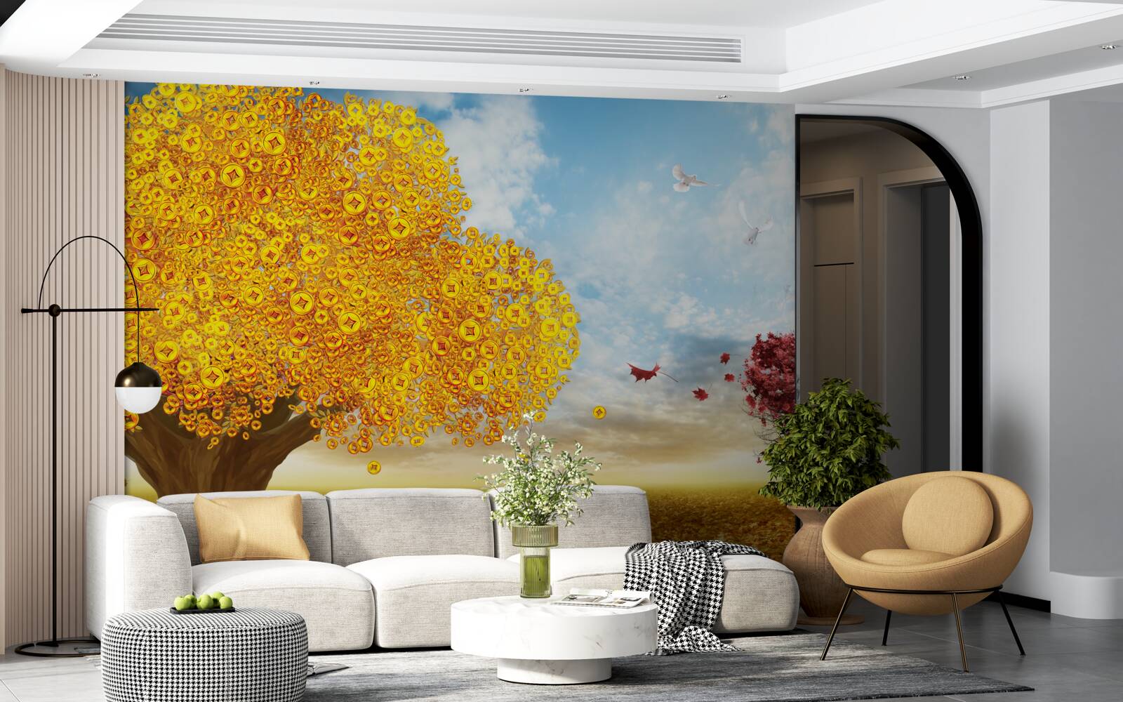 Fototapeta žiarivé odtiene jesenného lístia proti modrej oblohe