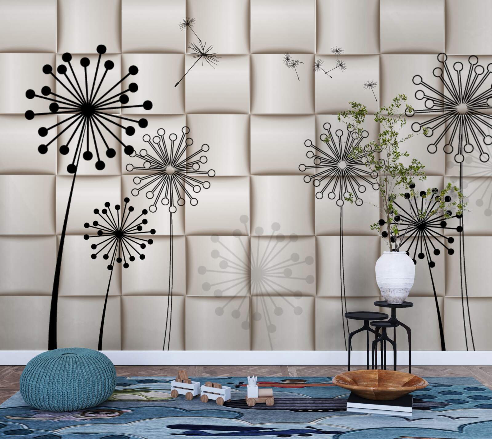 Fototapeta nezvyčajné púpavy a malé vtáky