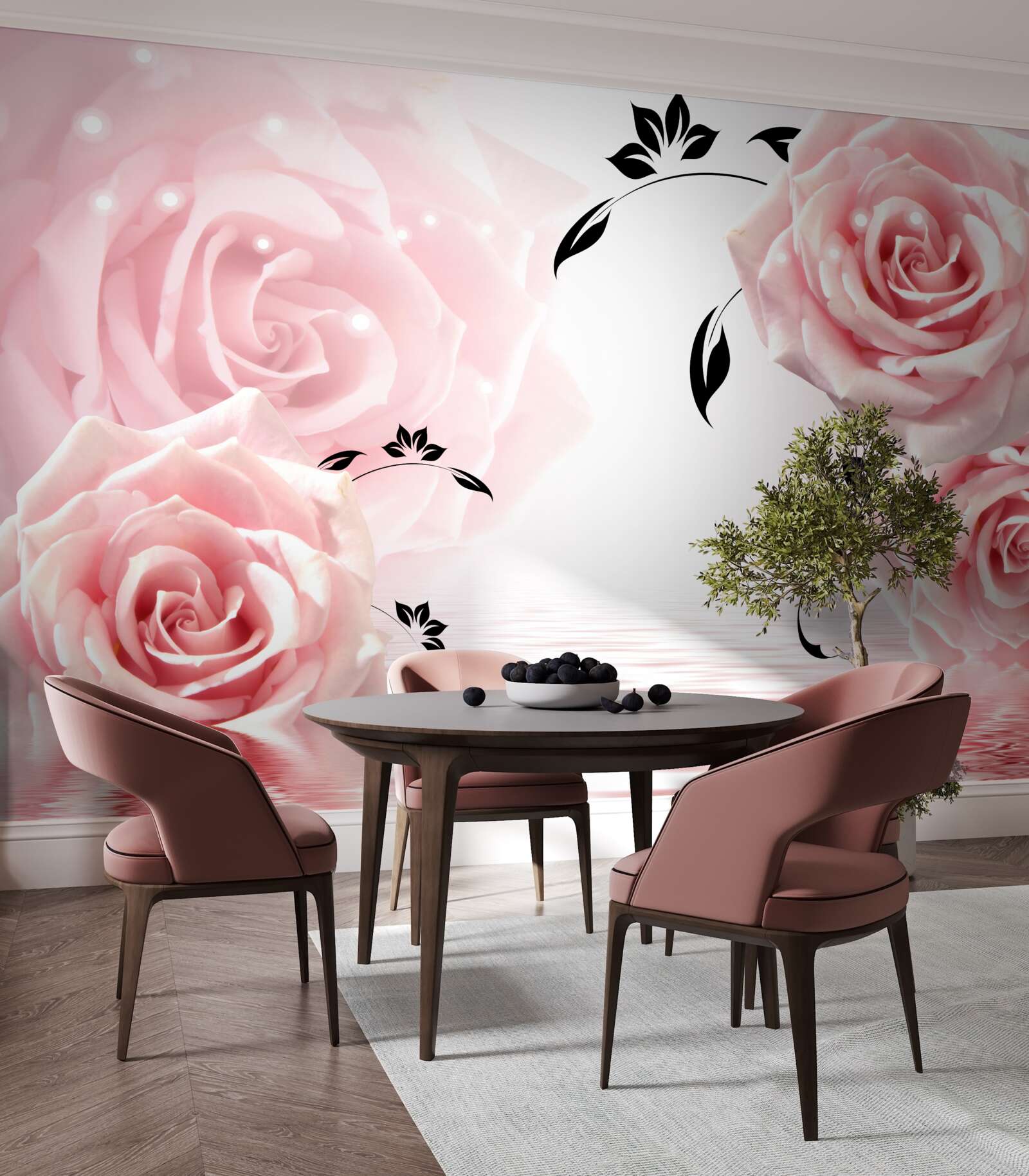 Fototapeta veľké ruže v jemnom ružovom odtieni