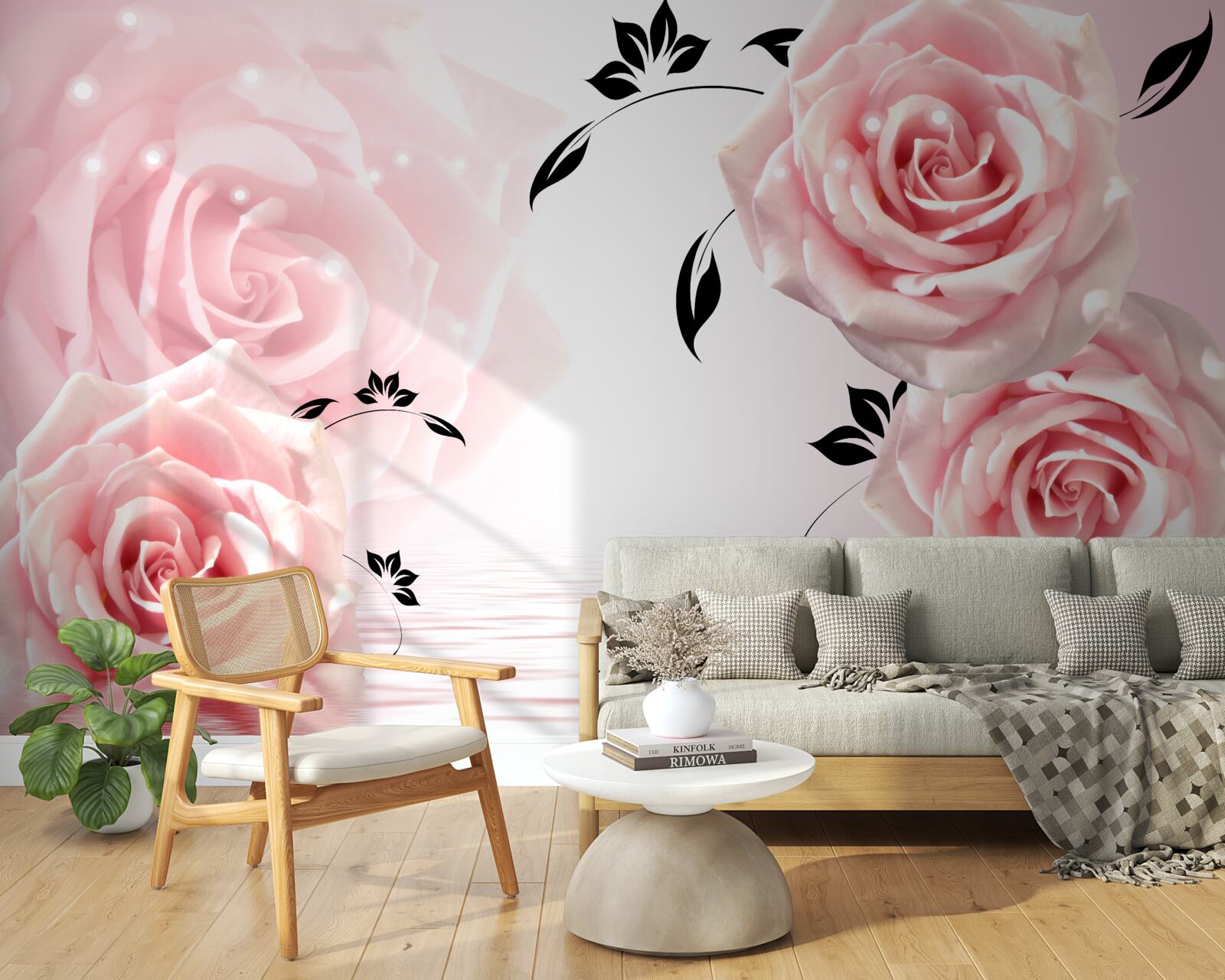 Fototapeta veľké ruže v jemnom ružovom odtieni