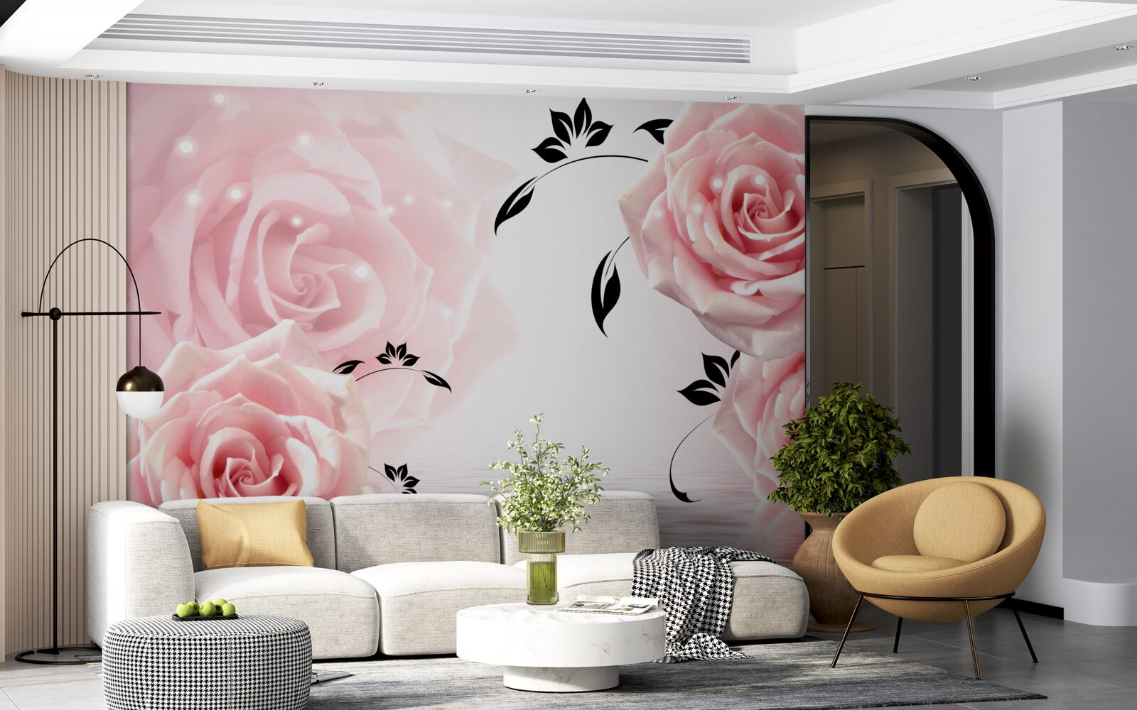 Fototapeta veľké ruže v jemnom ružovom odtieni