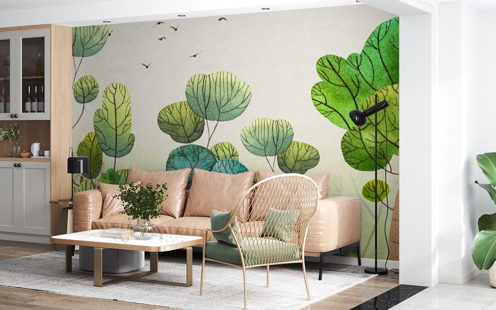 Fototapeta stromy maľované akvarelom