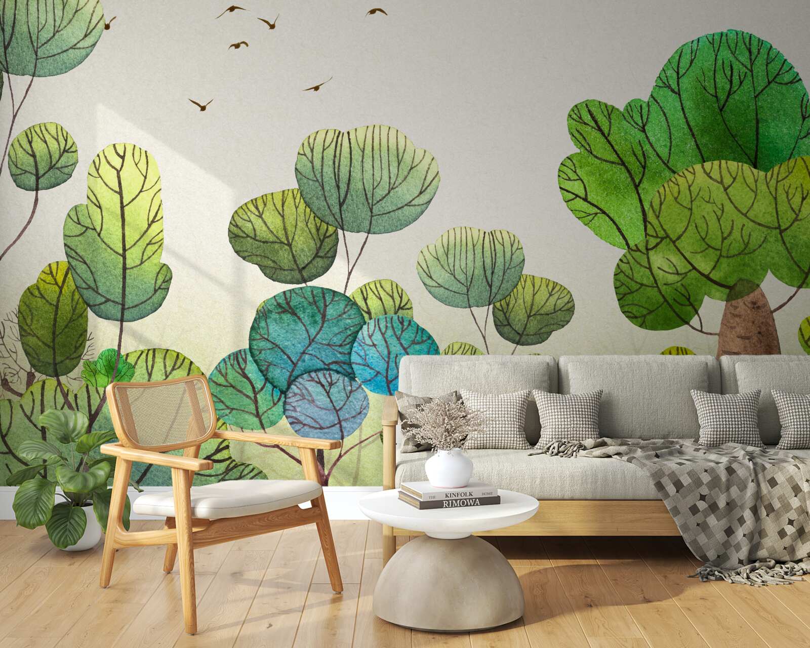 Fototapeta stromy maľované akvarelom