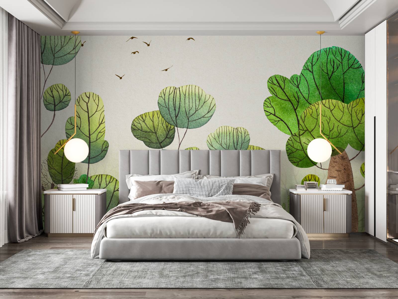 Fototapeta stromy maľované akvarelom