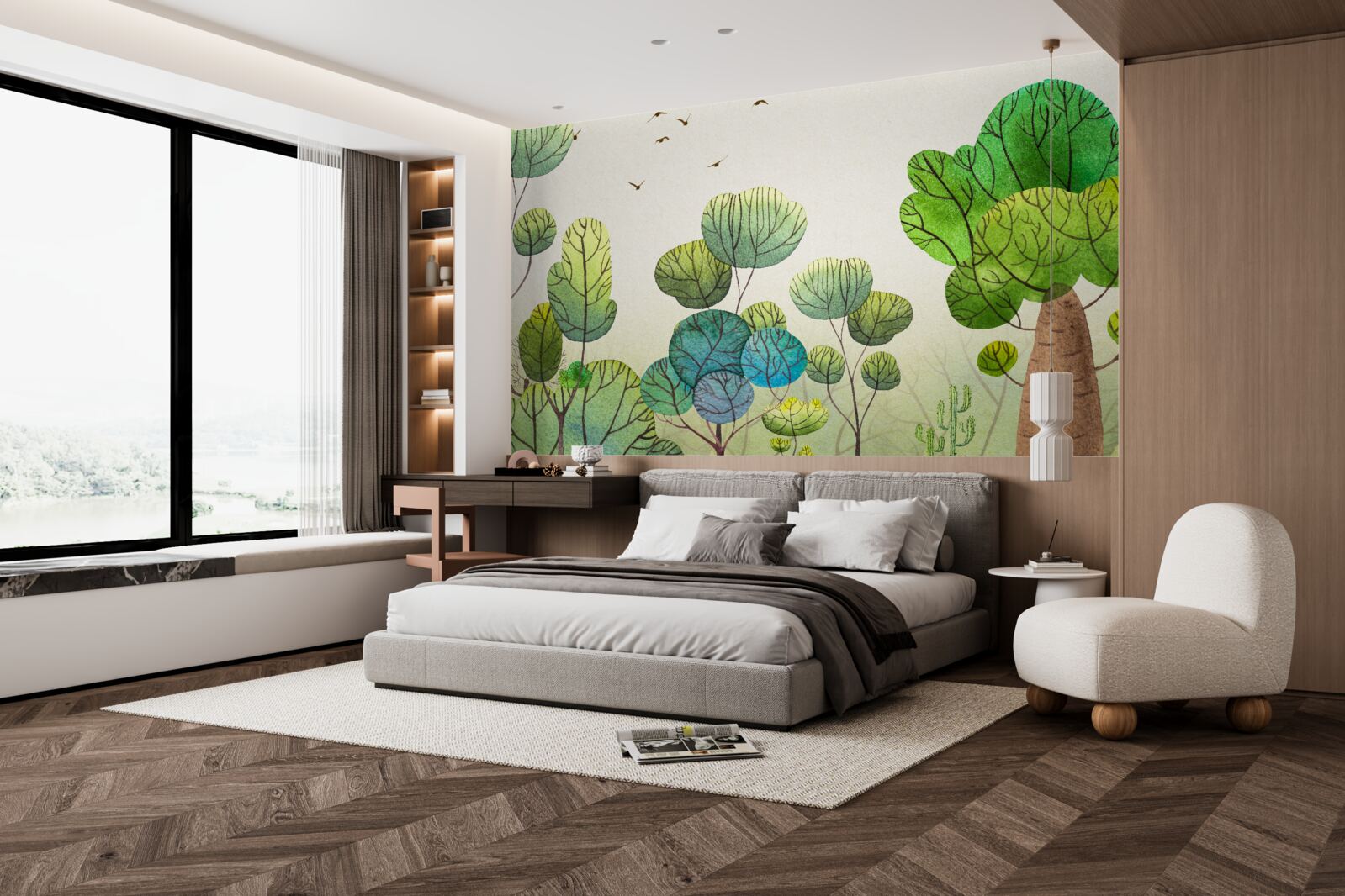 Fototapeta stromy maľované akvarelom