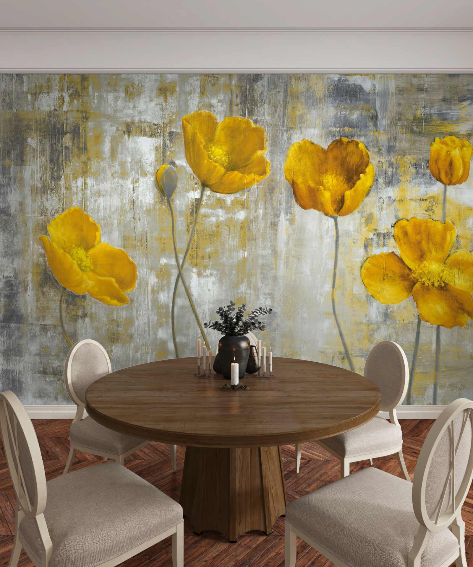 Fototapeta tenké stonky sú zdobené žltými kvetmi