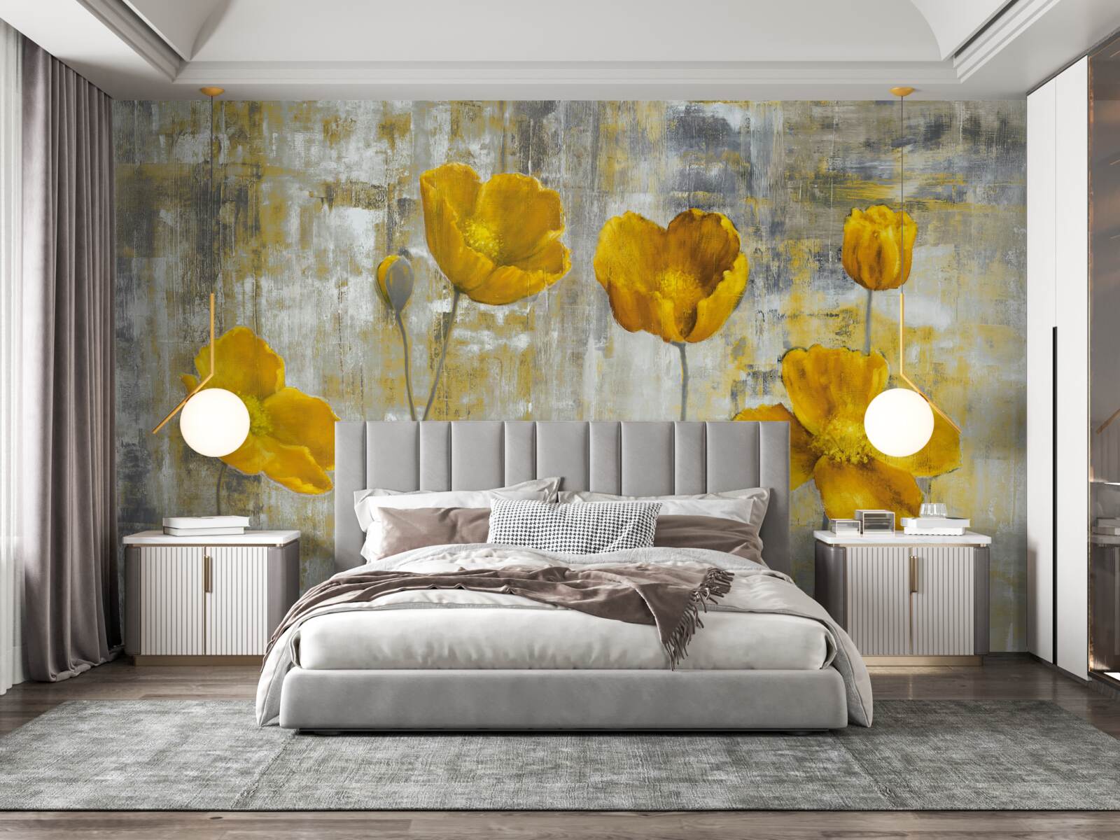 Fototapeta tenké stonky sú zdobené žltými kvetmi