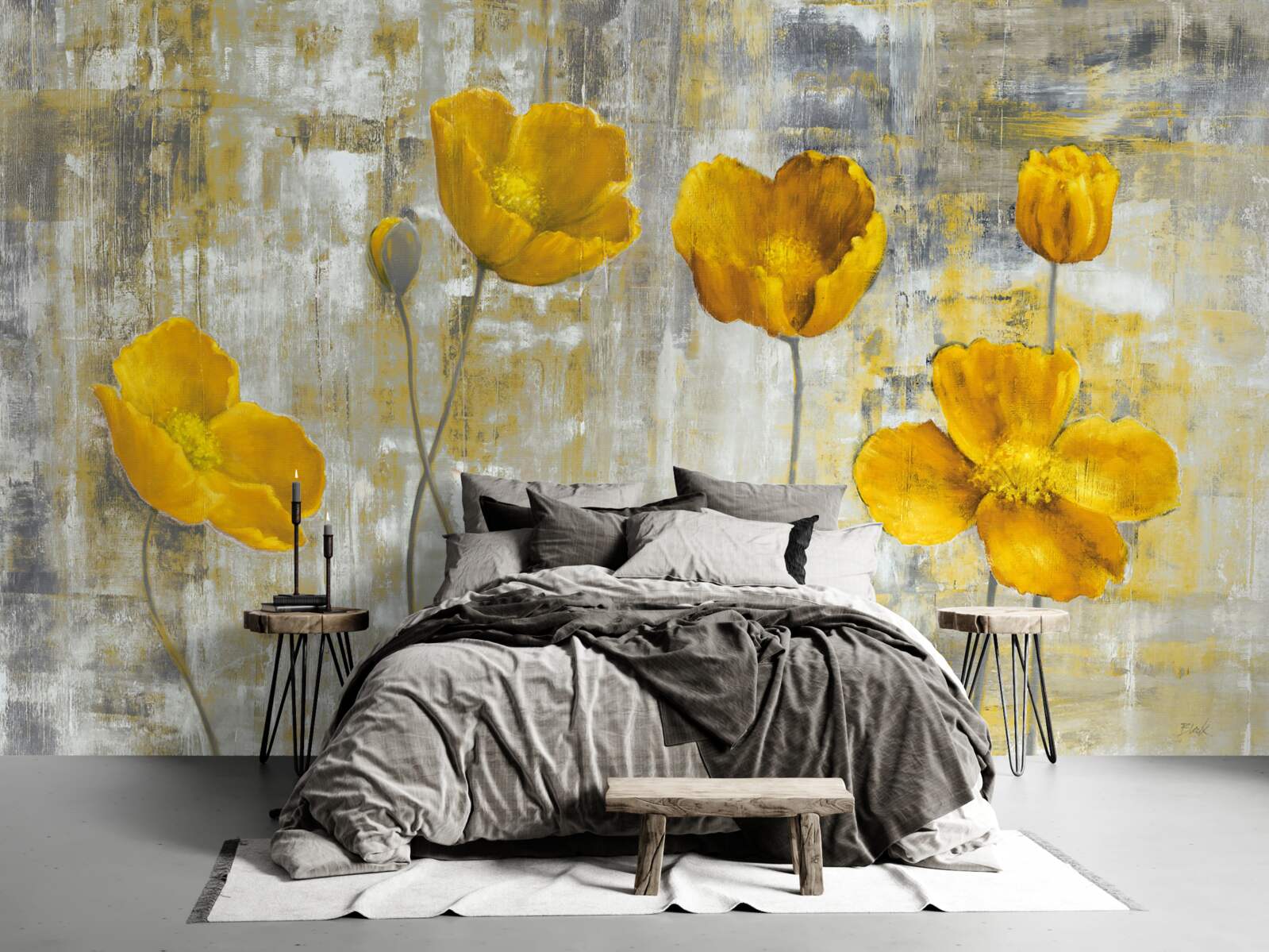 Fototapeta tenké stonky sú zdobené žltými kvetmi