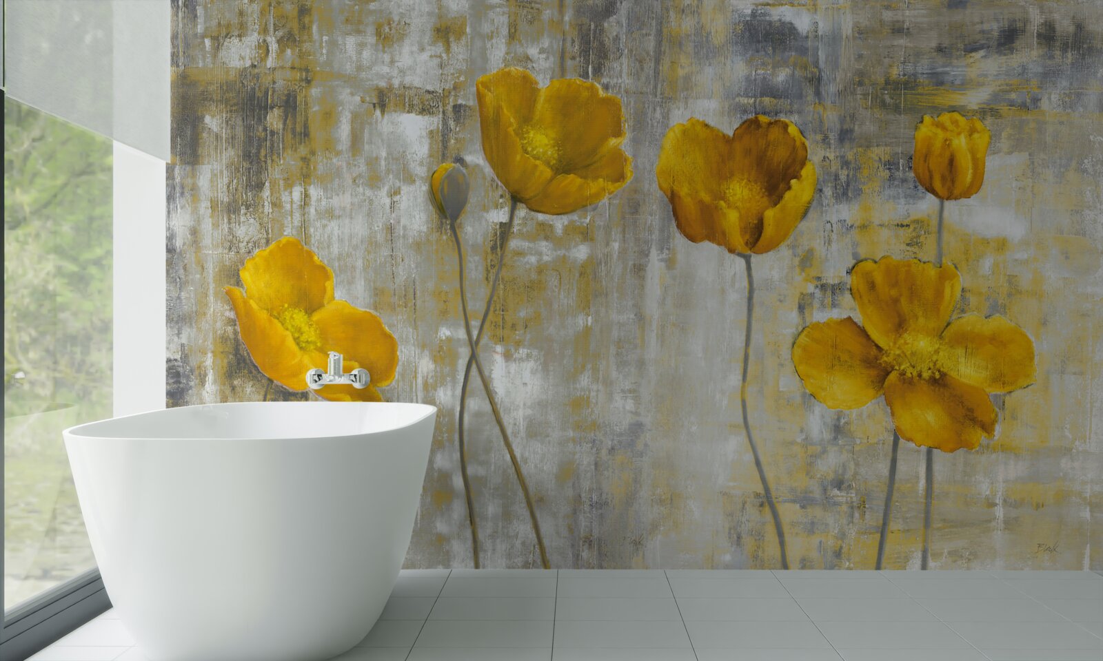 Fototapeta tenké stonky sú zdobené žltými kvetmi