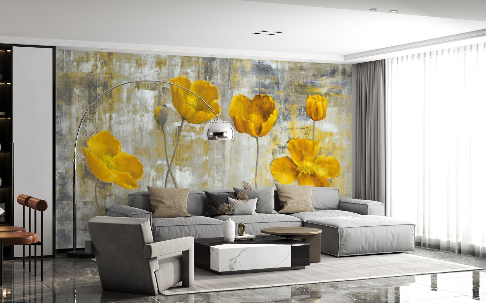 Fototapeta tenké stonky sú zdobené žltými kvetmi