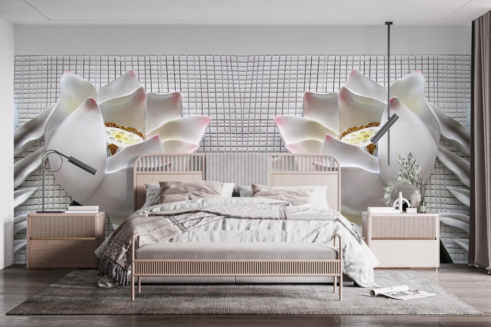 Fototapeta krabice s bielymi lotosmi