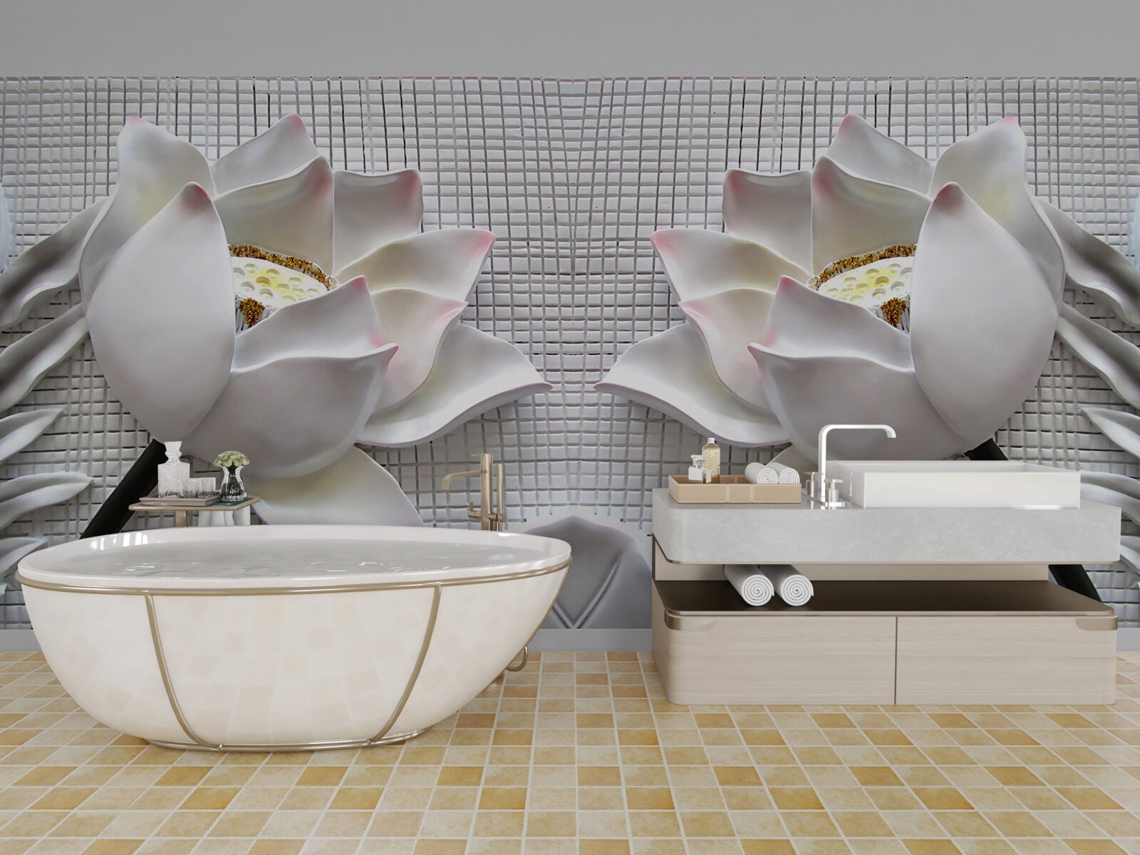 Fototapeta krabice s bielymi lotosmi