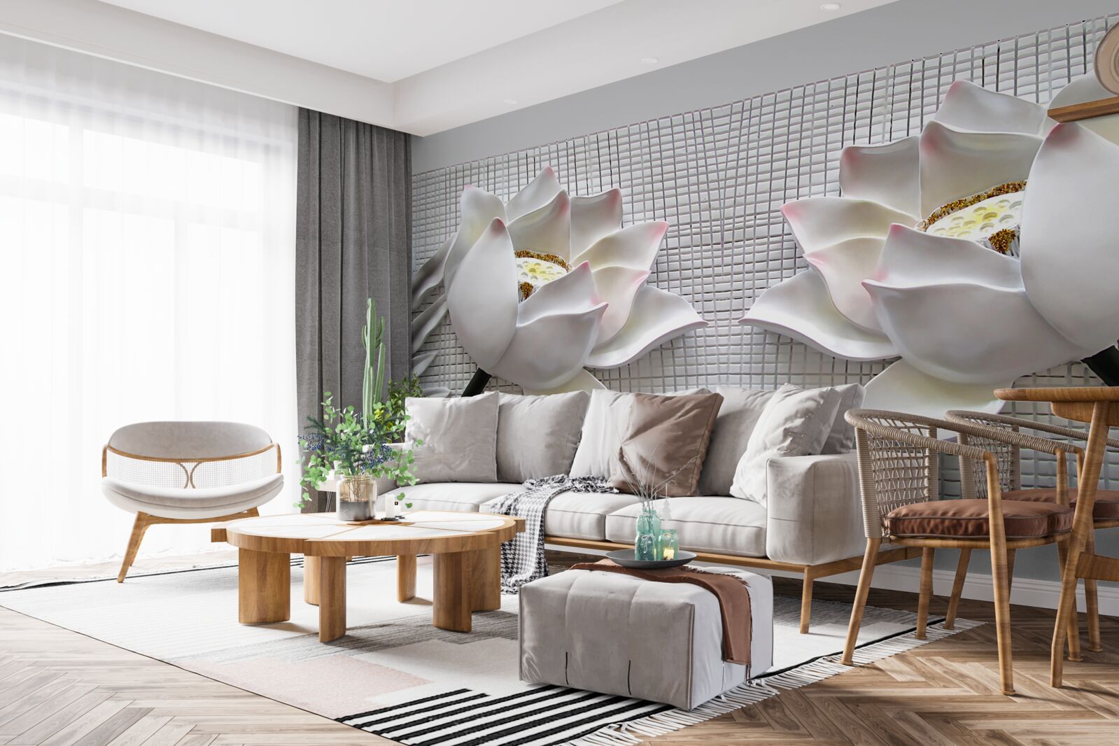 Fototapeta krabice s bielymi lotosmi